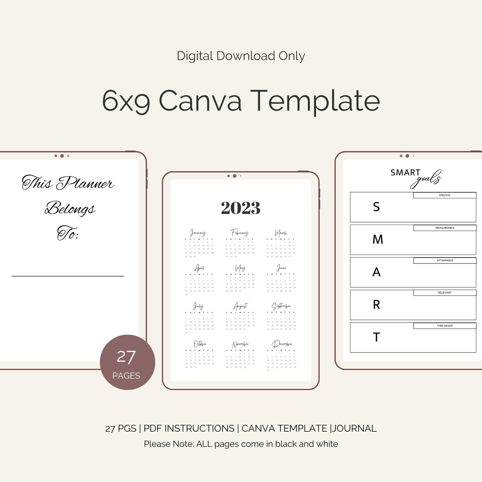Canva Journal Template Commercial and Personal Use | Printable Daily ...