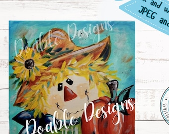 Fall scarecrow doorhanger template, Scarecrow paint pattern, doorhanger template, fall template, scarecrow with pumpkin, pattern, DIY