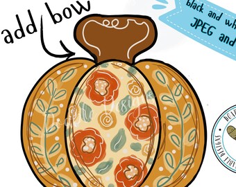 Floral pumpkin doorhanger template/paint pattern