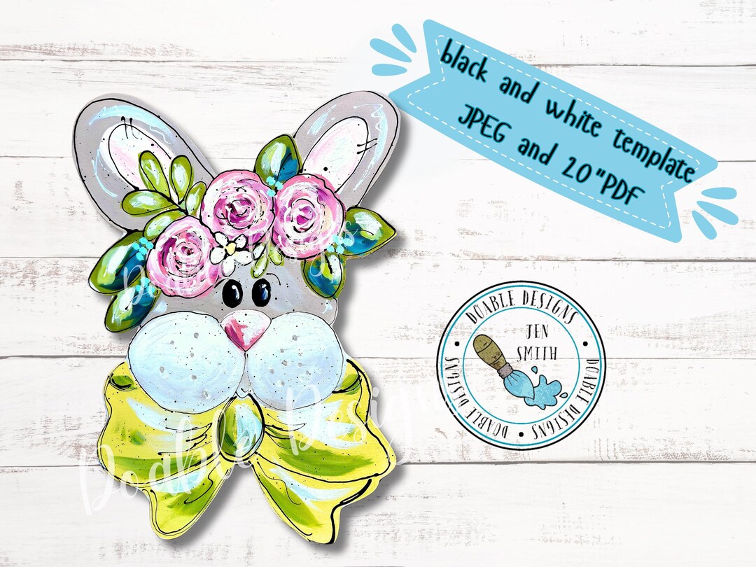 Spring Bunny Doorhanger Template, Bunny Paint Pattern, Doorhanger ...