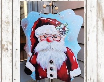 Christmas decoration, Santa wall hanging, Christmas Santa doorhanger, Christmas, Santa, gift, decor, Santa,  Santa in glasses, porch decor