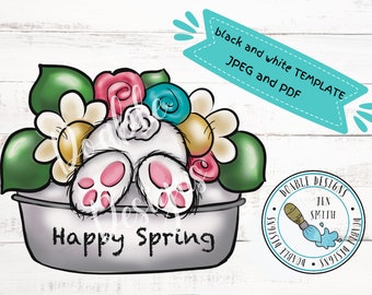 TEMPLATE, bunny butt template,spring template,Easter template,paint pattern,downloadable template,printable template,spring doorhanger