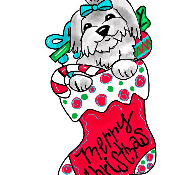 TEMPLATE,  Maltese stocking,DYI doorhanger, downloadable template, dog pattern, christmas decor, holiday patterns, christmas templates