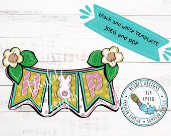 spring template, spring doorhanger, paint pattern, doorhanger template, downloadable pattern, bunny template, Easter pattern, DIY, HOP