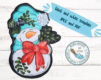 Winter Doorhanger Template, Snowman, template, Christmas, paint pattern, DIY, snowman doorhanger template, winter, snowman, digital template
