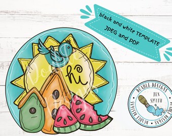 TEMPLATE,doorhanger template,doorhanger pattern,summer pattern, summer doorhanger,summer decor,downloadable template , printable template
