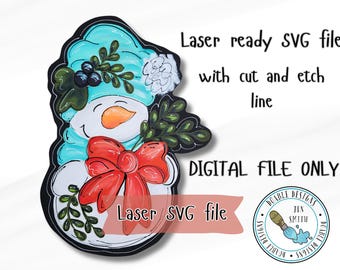 winter doorhanger SVG, snowman SVG, laser cut file, doorhanger laser file , downloadable laser file, snowman, DIY, snowman laser svg