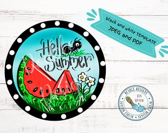 summer template, summer doorhanger, paint pattern, doorhanger template, downloadable pattern, ant, watermelon, hello summer , DIY