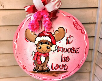 Love is in the air and this adorable moose is the perfect addition to your Valentine decor.