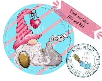 Valentine template, Valentine doorhanger, paint pattern, doorhanger template, downloadable pattern, gnome template, gnome pattern, DIY