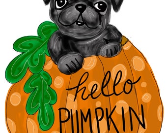 pug pumpkin TEMPLATE, fall template, fall doorhanger, paint pattern, doorhanger template, downloadable pattern, pumpkin template, dog, fall