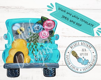 spring template, spring doorhanger, paint pattern, doorhanger template, downloadable pattern, truck template, summer template, bee,  DIY