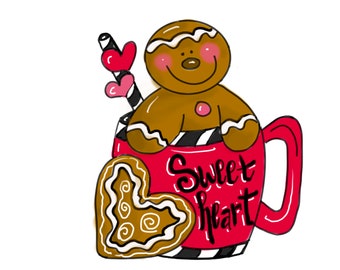 gingerbread doorhanger pattern, doorhanger template, gingerbread template, valentine doorhanger, valentine decor, gingerbread pattern paint