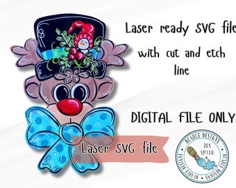 winter doorhanger SVG, snowman SVG, laser cut file, doorhanger laser file , downloadable laser file, reindeer, DIY, reindeer laser svg, svg