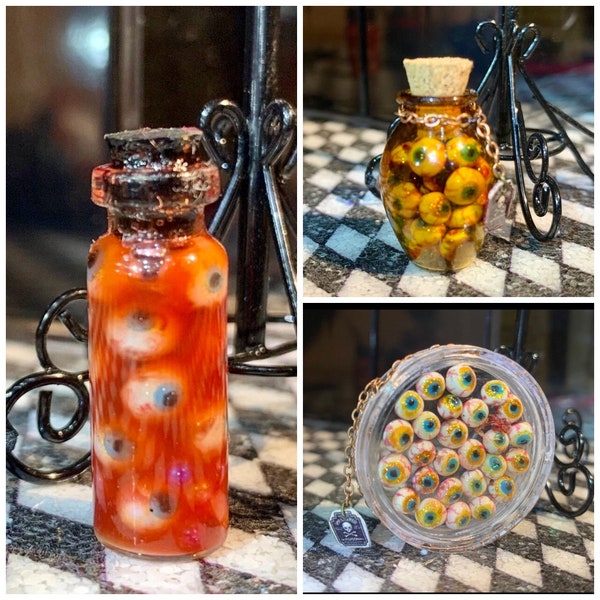 Augapfel - Mini Augapfel - 6/12 - Halloween - Horror - Halloween Dekor - Puppenhaus Miniatur - Miniatur Hexe - Labor Glas - Gruselig