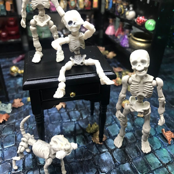 Skeleton Action Figures - Skeleton Dog - Skeleton Child - Skeleton Animal - Halloween Decor - Christmas Gift - Xmas Present - 12th Scale