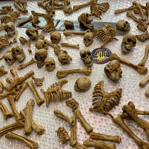 Mini Skulls - Mini Bone - Skull Figure - Big Pile Of Bones 12th Scale - Miniature Skeleton - Dead Skull - Human Skeleton - Bone Set - hallow