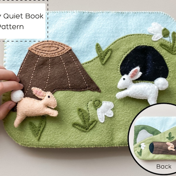 Bunny Quiet Book Pattern | Felt quiet book | Interactive children's book | Bunny burrow | PDF file | Sewing pattern | Rabbit book | SVG
