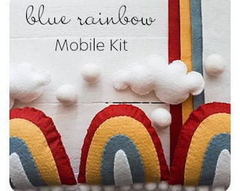 Blue Rainbow Mobile Kit // Baby Mobile // Sewing Kit // Nursery Decor // Modern rainbow