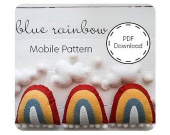 Blue Rainbow Mobile PDF Pattern // Baby Mobile // Sewing Kit // Nursery Decor // Modern Rainbow // Rainbow Nursery