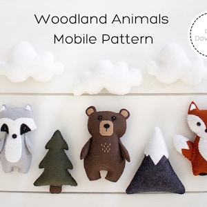 Woodland Animal Felt Sewing Pattern / PDF Download / Baby Mobile /  Woodland Nursery / Woodland Garland / Baby Shower Gift/ SVG Pattern