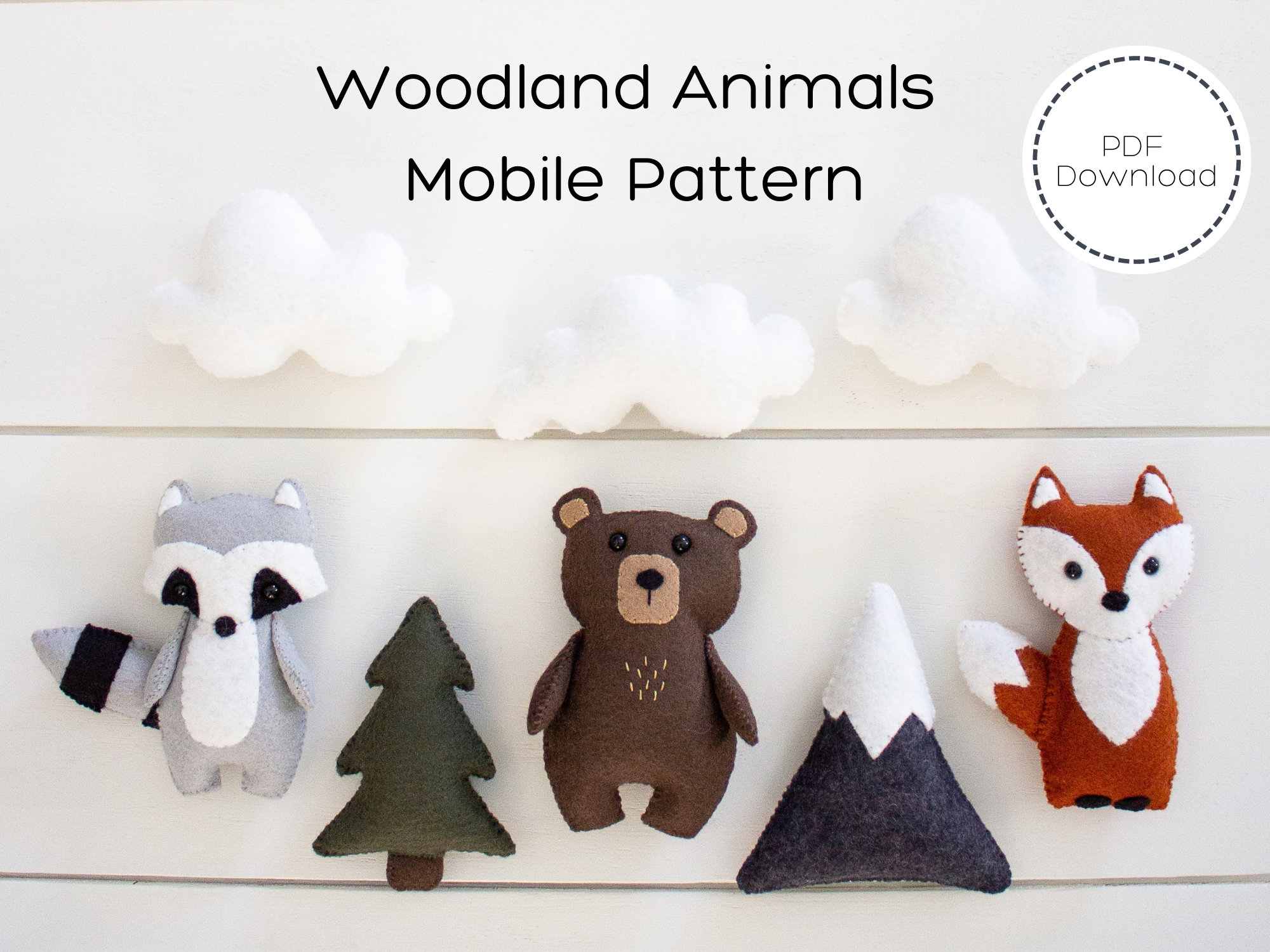 Felt animals pattern, woodland stuffed animals, felt toys pa - Inspire  Uplift