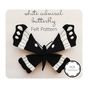 White Admiral Felt Butterfly Pattern / felt sewing pattern/ black and white butterfly/ butterfly ornament/ butterfly baby mobile