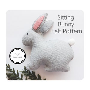 Sitting Bunny Felt Pattern PDF/ Felt Bunny/ Sewing pattern/ Instant download/ Bunny ornament