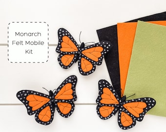Monarch Butterfly Felt Mobile Kit | Butterfly Baby Mobile | DIY Baby Mobile | Felt Monarch | Nature Themed Nursery | Baby Shower Gift