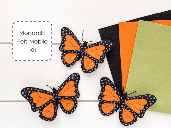 Monarch Butterfly Felt Mobile Kit Butterfly Baby Mobile DIY Baby Mobile  Felt Monarch Nature Themed Nursery Baby Shower Gift 