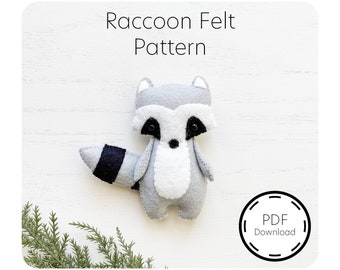 Raccoon Pattern PDF/ Felt Raccoon/ Sewing pattern/ Instant download/ Raccoon ornament/ Christmas ornament
