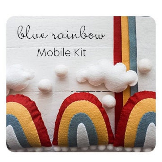 Blue Rainbow Mobile Kit // Baby Mobile // Sewing Kit // Etsy
