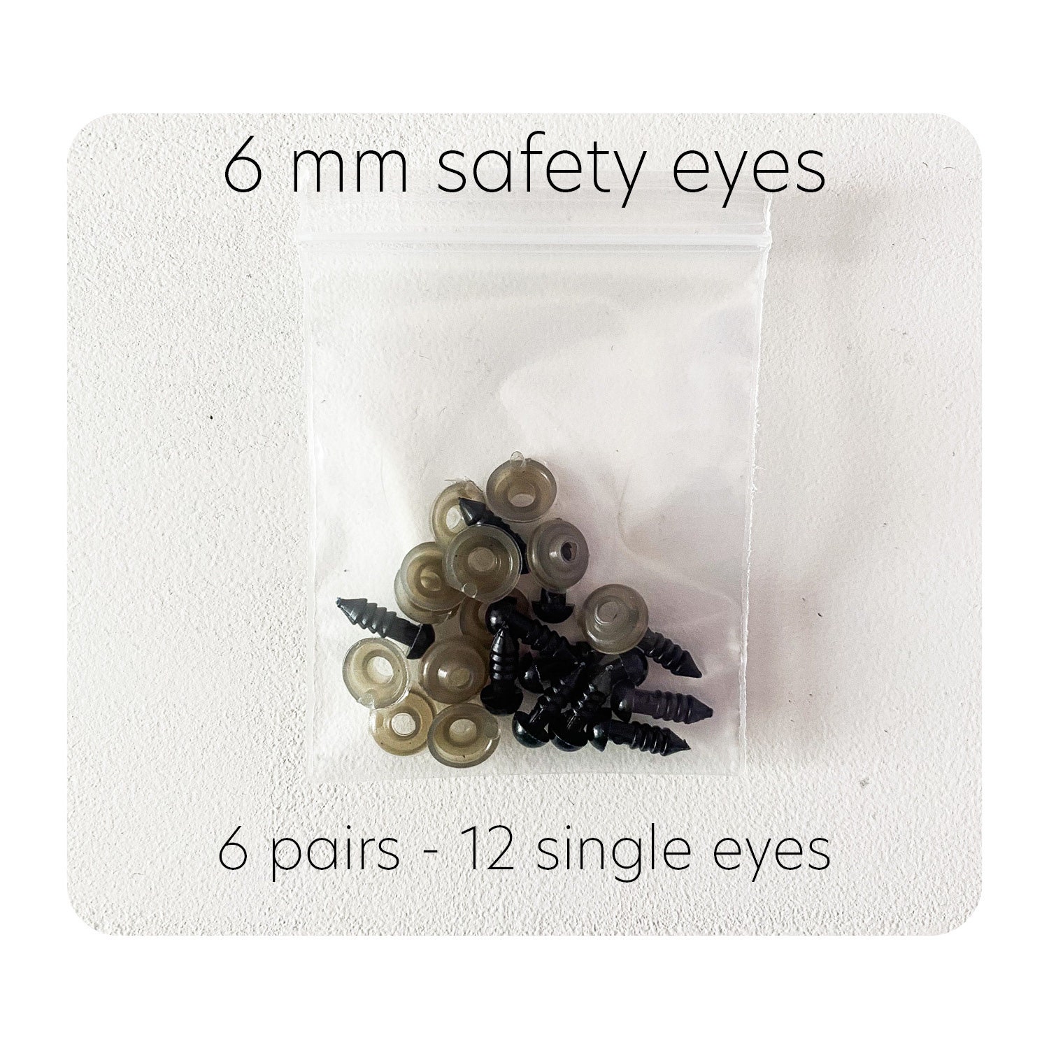 6 mm - Black Safety eyes / Doll eyes / Bear Eyes / Mata patung