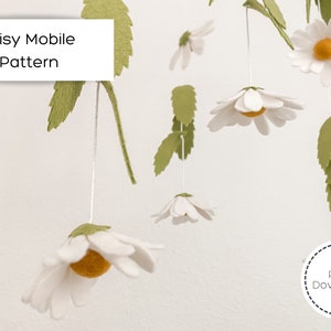 Modello per cellulare Daisy Baby / Download PDF / Asilo nido floreale per bambini / Asilo nido per bambina / Feltro Daisy / Regalo per la doccia per bambini / Fiore Baby Mobile