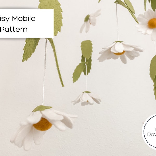 Daisy Baby Mobile Pattern | PDF Download | Floral Baby Nursery | Baby Girl Nursery | Felt Daisy | Baby Shower Gift | Flower Baby Mobile