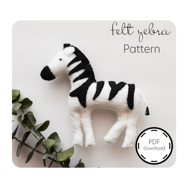 Zebra Pattern PDF | Felt Zebra | Sewing Pattern | Zebra Ornament | Zebra Baby Mobile | Instant Download