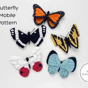 Colorful Butterfly Mobile Pattern | Felt Sewing Pattern PDF | Butterfly Baby Mobile | Felt Tutorial | Baby Girl Nursery | Baby Girl Gift