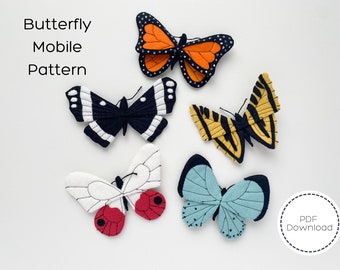 Colorful Butterfly Mobile Pattern | Felt Sewing Pattern PDF | Butterfly Baby Mobile | Felt Tutorial | Baby Girl Nursery | Baby Girl Gift