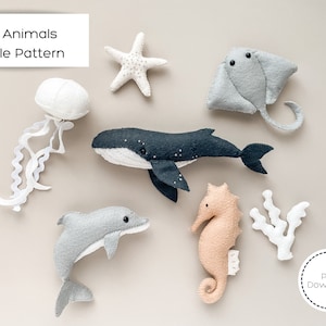 Sea Animals Baby Mobile Pattern | Ocean Mobile | PDF download | Sea Life Nursery | Felt Whale | Felt Dolphin | Nautical Mobile | SVG