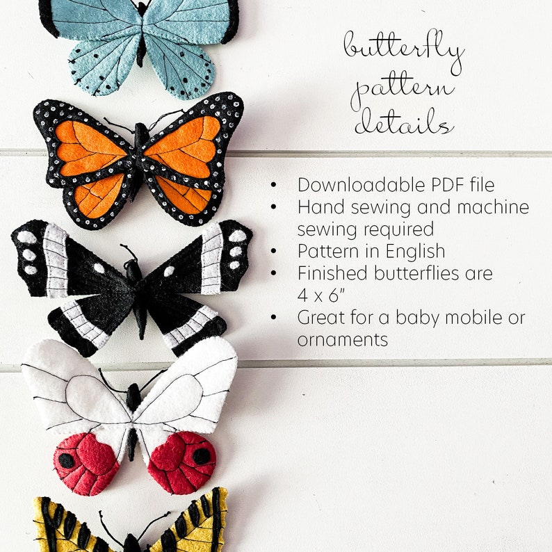Colorful Butterfly Mobile Pattern Felt Sewing Pattern PDF - Etsy