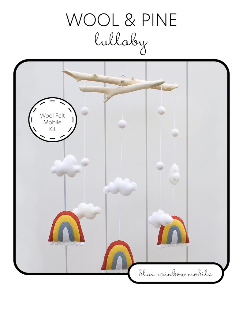 Blue Rainbow Mobile Kit // Baby Mobile // Sewing Kit // Etsy