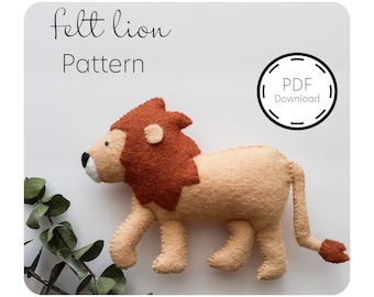 Lion Pattern PDF/ Felt Lion/ Sewing pattern/ Instant download/ Lion ornament