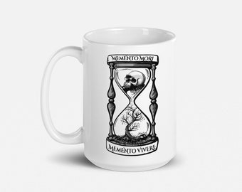 Memento Mori Skull Ceramic Mug: Stoic Philosophy Gift