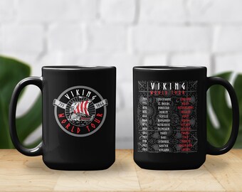 Viking World Tour Ceramic Coffee Mug, Nordic Tea Cup, Norse Viking Mug, Viking Gift for Him, Scandinavian Mug, History Lover Mug 11, 15 oz