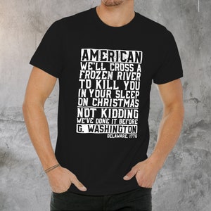 Sarcastic American History Tee: Frozen River Christmas Black