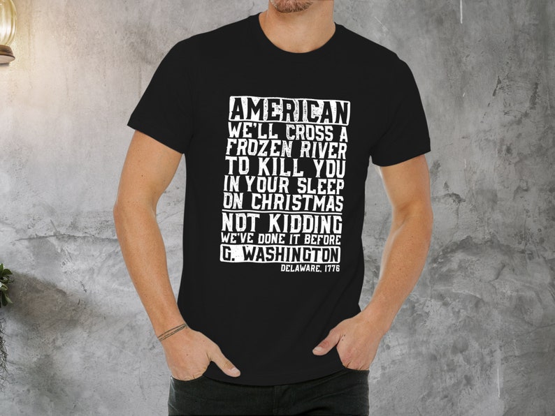Sarcastic American History Tee: Frozen River Christmas Black