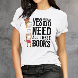 Book Lover T-Shirt: Bookworm Giraffe Tee, Librarian Gift