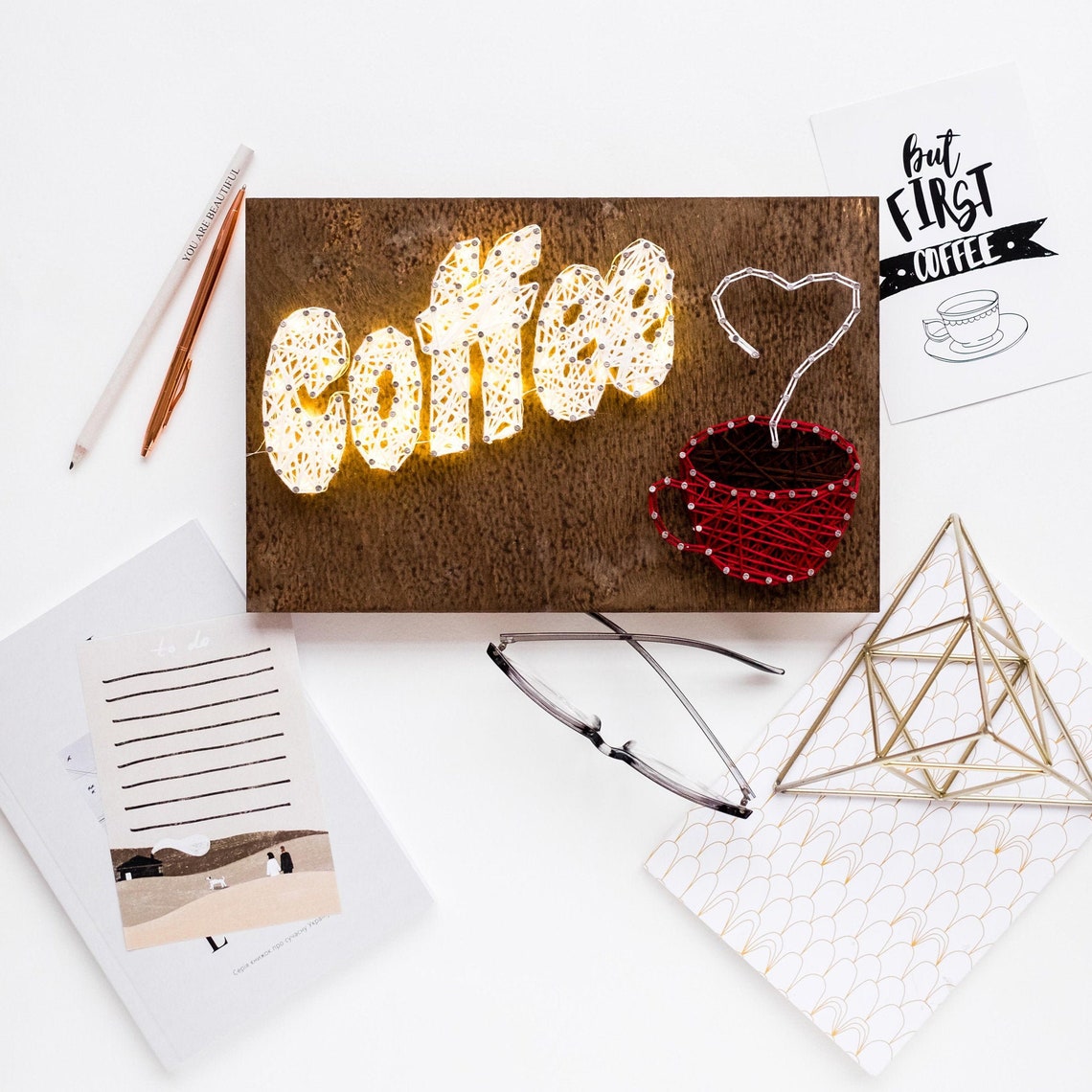 Coffee String Art Kit DIY Home Decor Wall Hanging | Etsy
