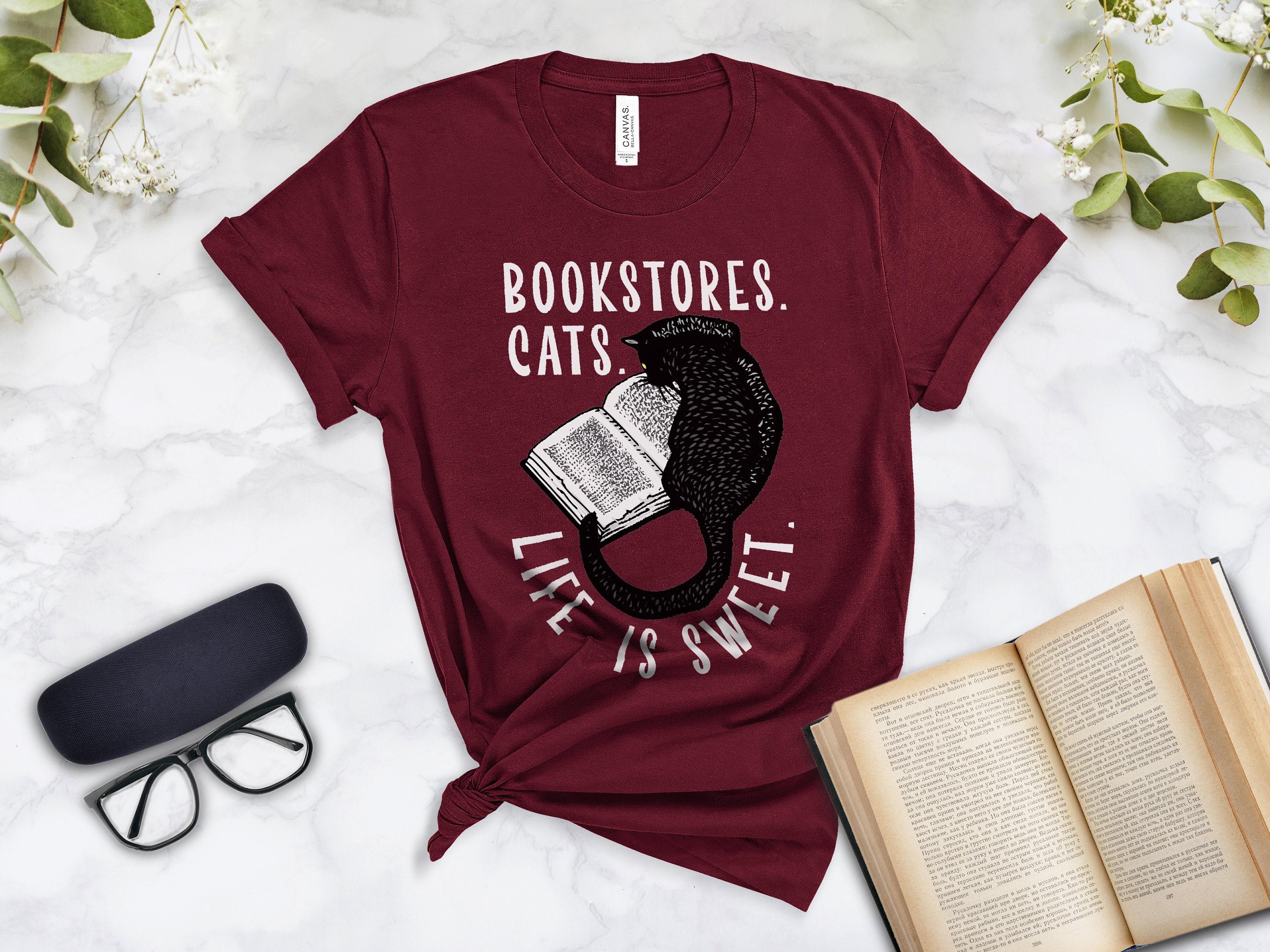 Bookstore Cats Life is Sweet Shirt, Book Lover Shirt