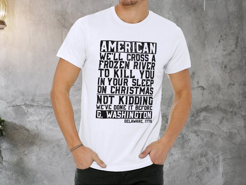 Sarcastic American History Tee: Frozen River Christmas White